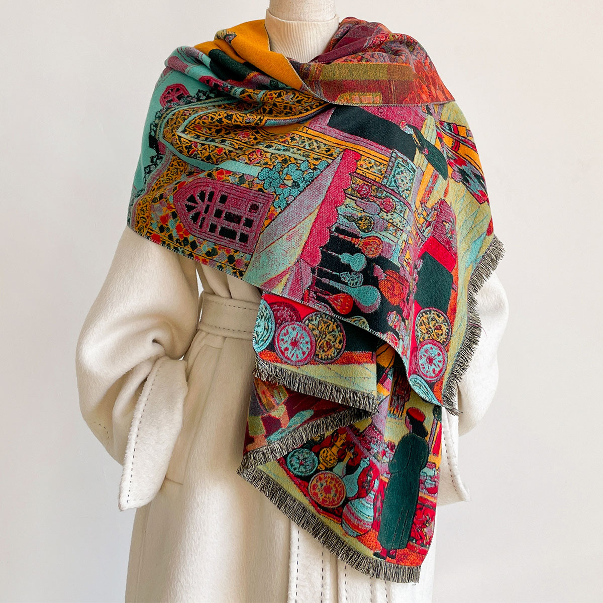 Go Ethnic Fashion - Autumn Winter Women Imitation Cashmere Reversible
