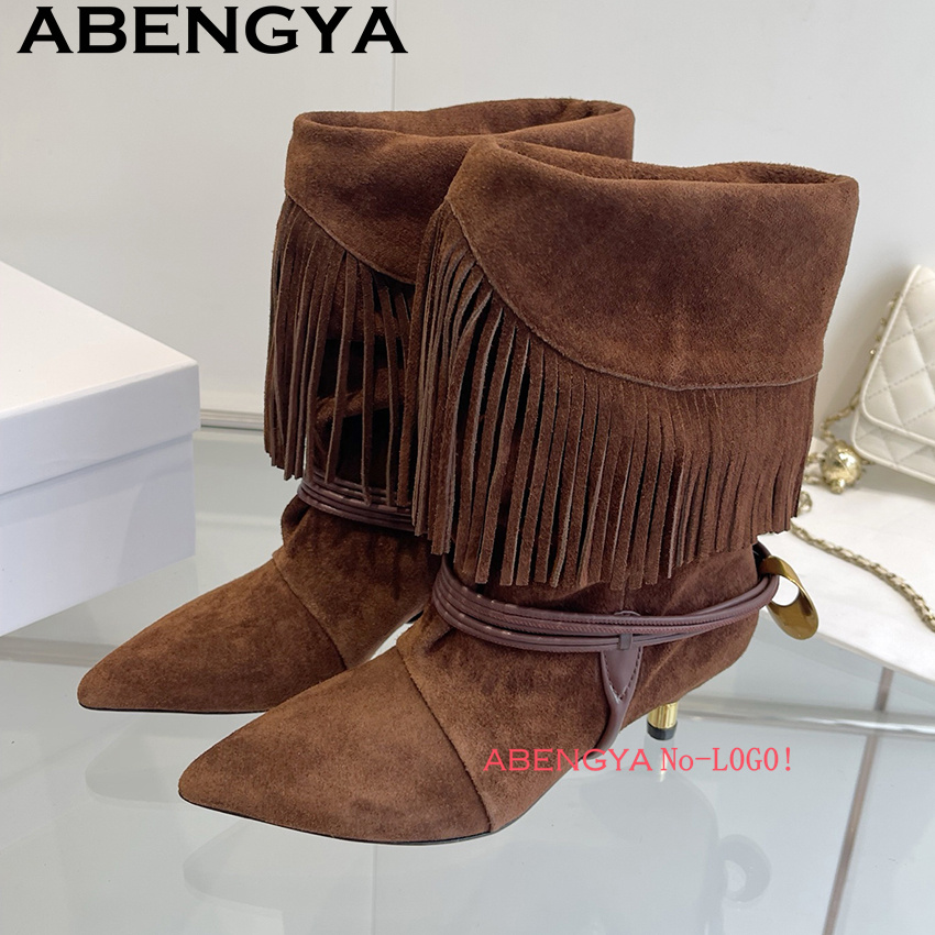 Suede Leather Edge Tassel Desi - Ethnic Fashion Design ulasan dan harga