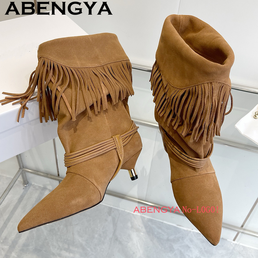 Suede Leather Edge Tassel Desi - Ethnic Fashion Design ulasan dan harga